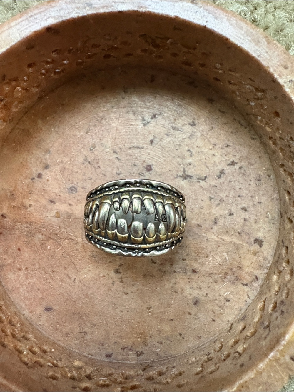 Sterling Silver Two-Tone Silver and Gold Statement Teeth Ring